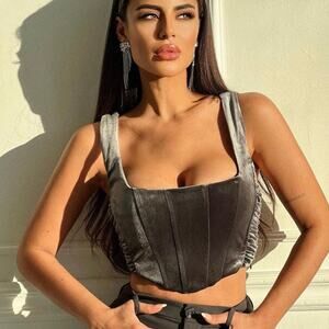 Zara Black and Gray Crop Top